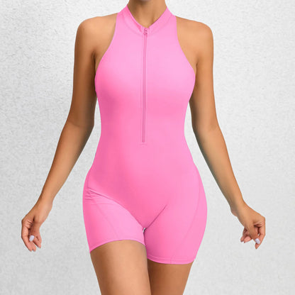 Yoga Women's Padded Workout Suit One-Piece Jumpsuit Workout Set Sports Fitness Overalls Gym Clothing Zipper Long Short 2025 New