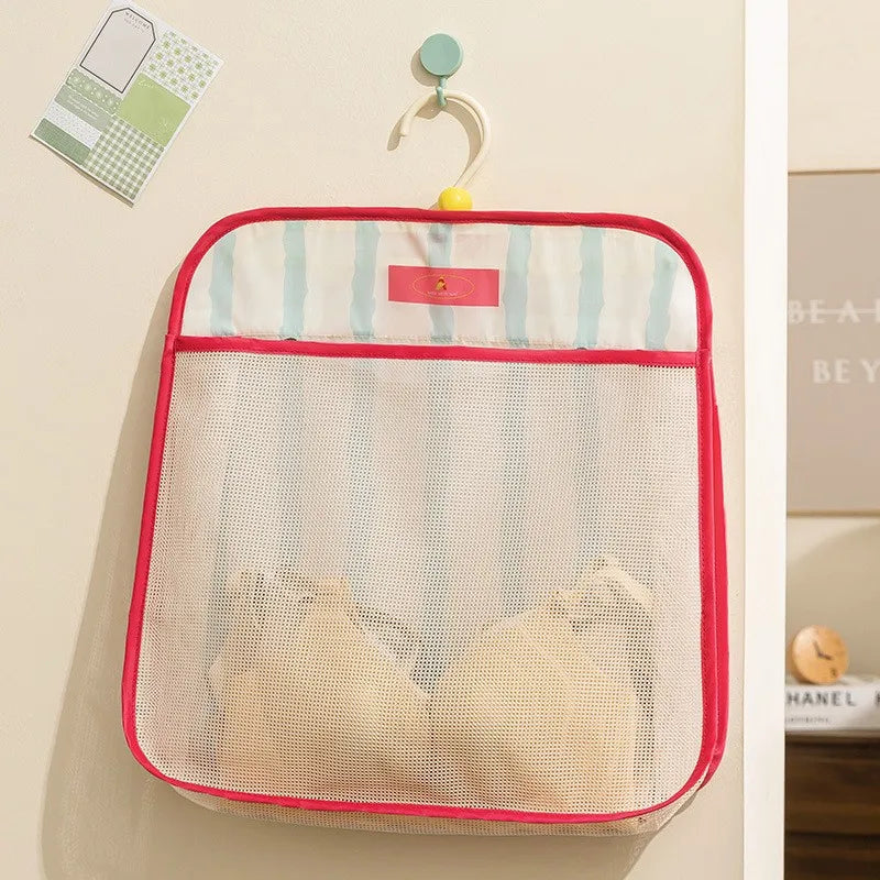 Hanging Mesh Storage Bag Wall Mounted Underwear Socks Organizer Macaron Color Closet Hanging Pouch For Home Bedroom