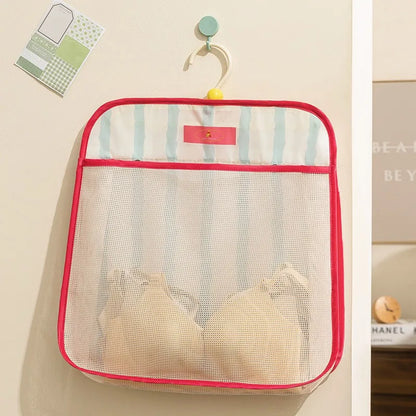 Hanging Mesh Storage Bag Wall Mounted Underwear Socks Organizer Macaron Color Closet Hanging Pouch For Home Bedroom