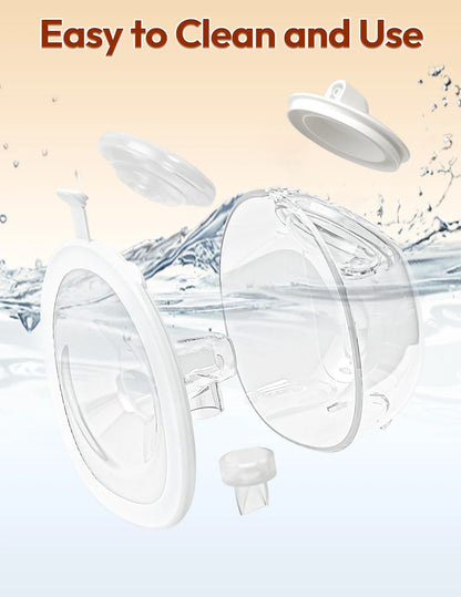 NCVI Wearable Electric Breast Pump Hands-Free 4 Modes 9 Levels Leakproof Double Sealed Milk Cup 21/24mm Flanges Quiet Portable for Home Work Travel