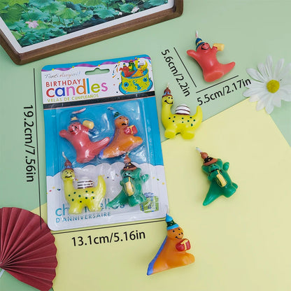 Happy Birthday Cartoon Dinosaur Cake Candle Prince Party Boy's First Birthday Cake Decoration Animal Dinosaur Decoration
