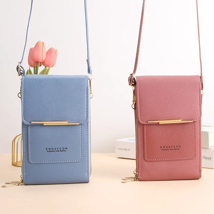 Women’s Mini Crossbody Handbag Purse, Touch Screen Phone BagS, Multi Card Zipper PU Leather Shoulder Bags for Daily Shopp Dating
