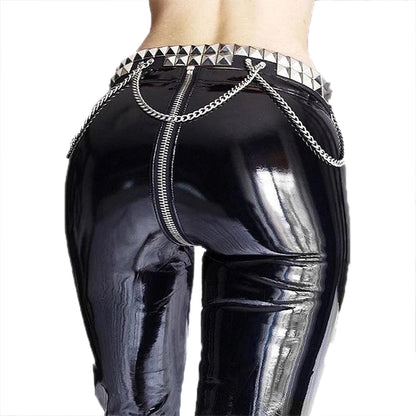 Zipper leather open crotch pants exotic bottoms adult supplies 18+ women sex wear accessories crotchless Outdoor sexy lingerie