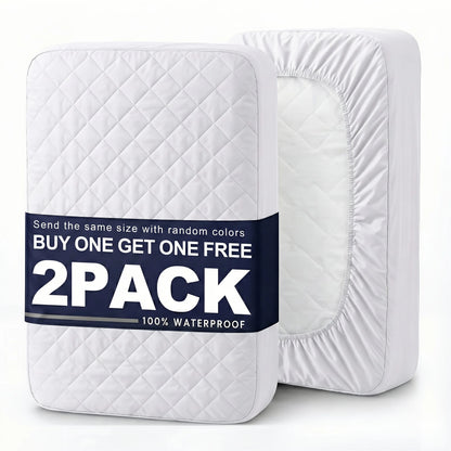 2Pcs,Buy One Selected Color Get One Random Free Quilted Waterproof Mattress Cover, Comfortable Stain & Wrinkle Resistant