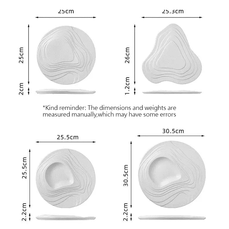 Ceramic Dining Plate Irregular Terraced Solid Color Dessert Snack Sushi Plates Molecular Cooking Tableware Commercial Tableware
