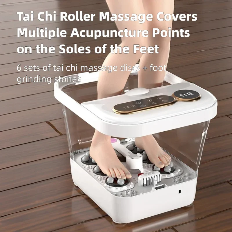 Foot Spa Bath Massager Automatic Warm Heated Simple Screen Touch Controller Electric Roller Feet Washing Tub Fatigue Relief Gift