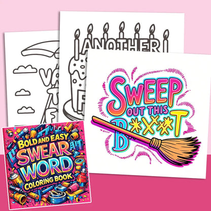 32 Pages Bold And Easy Swear Word Graffiti Coloring Book For Adults Stress Relief Anti-Anxiety Art Therapy Gift