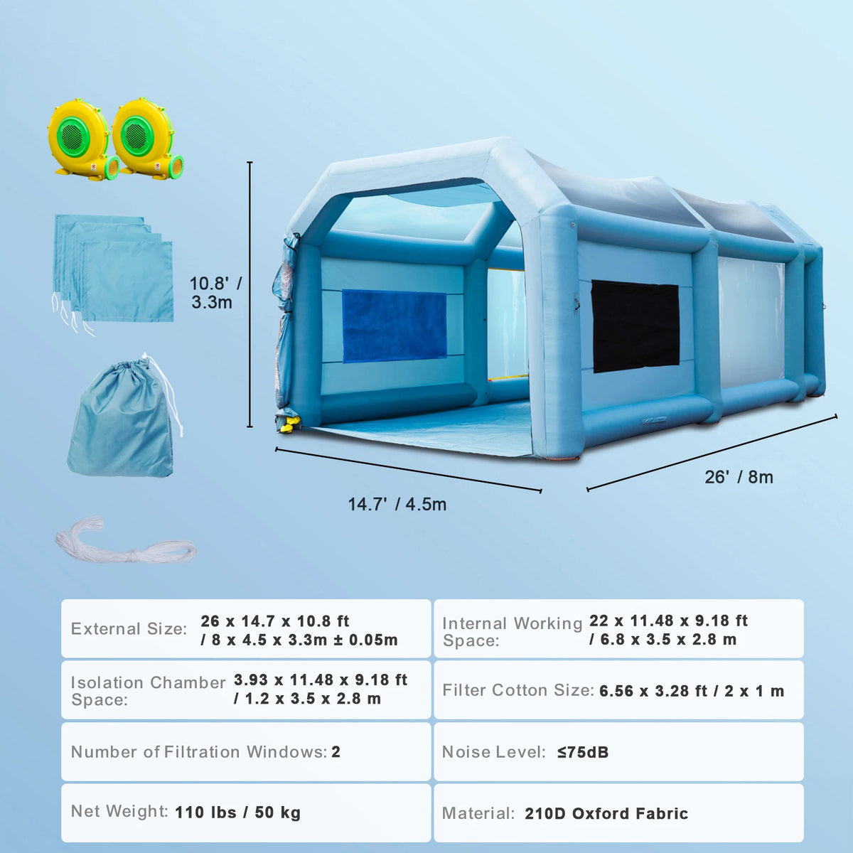 SucceBuy Inflatable Paint Booth with Blowers Inflatable Spray Booth Powerful Spray BoothCar Paint Tent Air Filter System