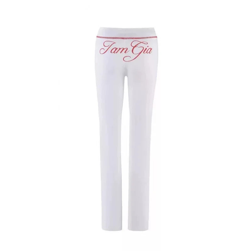 Gia Straight Shoulder Slim Letter Print Slim Hooded Zipper Short Jacket Sports Casual Pants Set