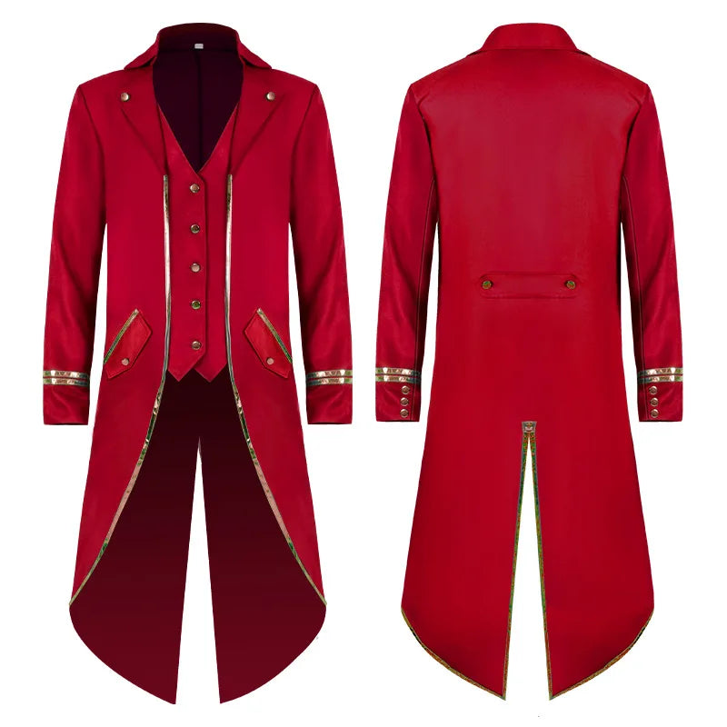 Men's Classic Medieval Vintage Tailcoat Halloween Cosplay Victorian Renaissance Style Steampunk Medieval Jacket Costume