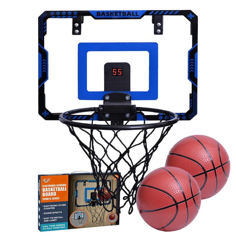Wall Mounted Basketball Hoop Set with Digital Scoreboard, Kids Portable Outdoor Indoor Basketball Training Sport Funny Game Toys