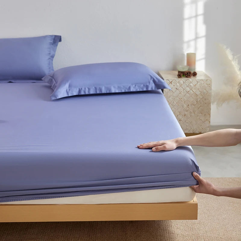 Organic Egyptian Cotton Fitted Sheet with Elastic Bands Luxury 1000TC Mattress Cover Non Slip Machine Washable 140/160/180/200cm