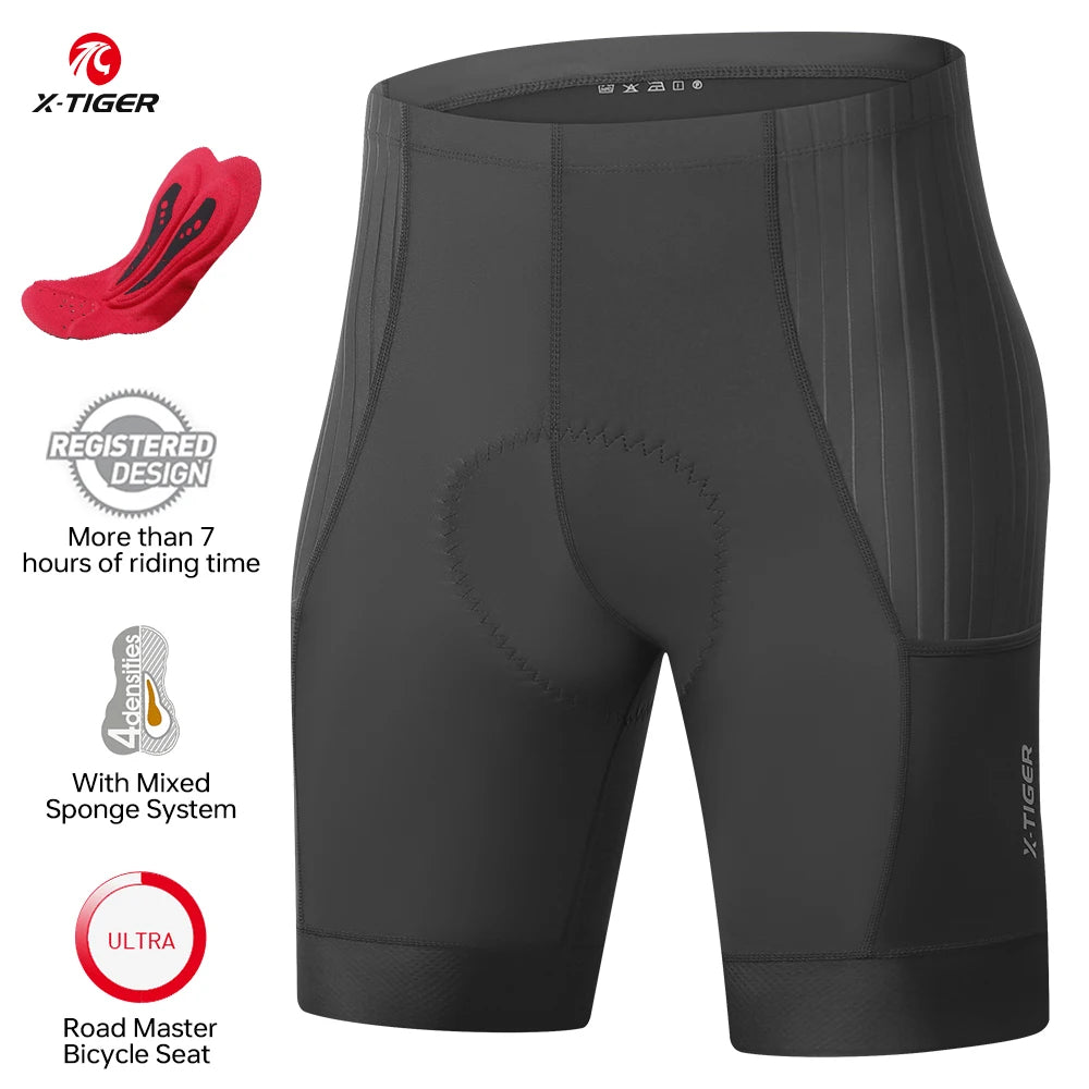 X-TIGER Men's Cycling Shorts Padded Bicycle Short Road Biking Clothing Road Mountain Riding Bicycle Cycle Shorts with Pockets