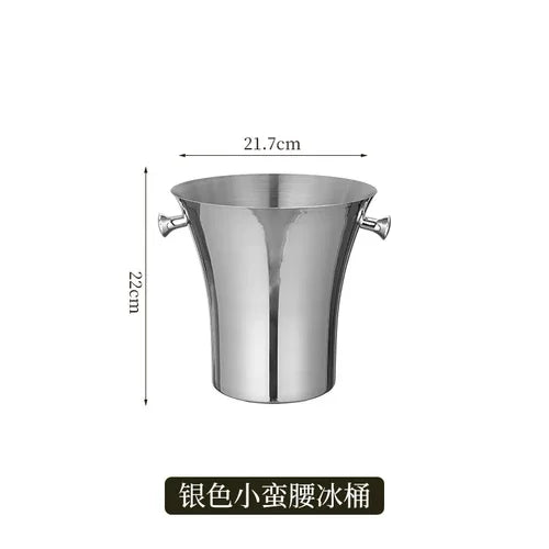 European Stainless Steel Ice Bucket Beer Red Wine Juice Drink Cooler Bar Family Party Champagne Ice Bucket Bar Wine Accessories