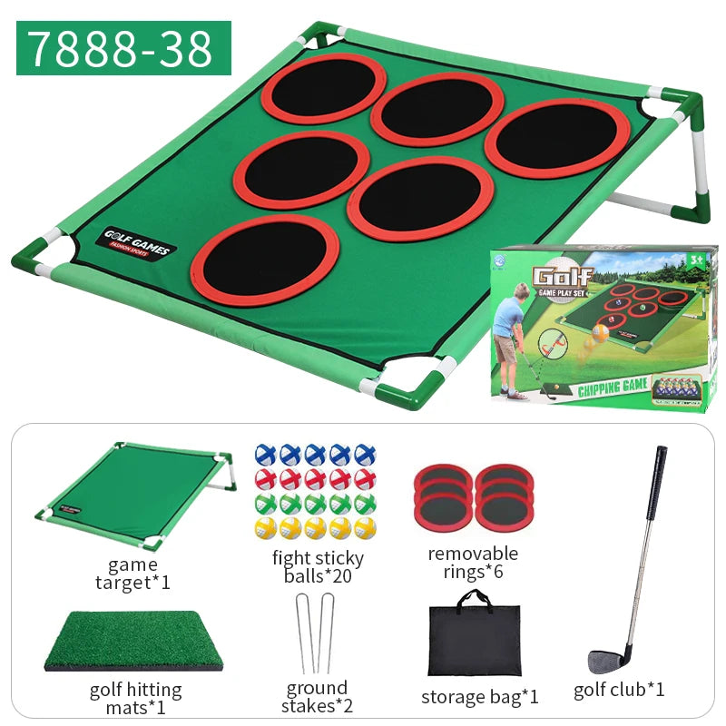Golf Game Play Set Portable Golf Chipping Game Cornhole Game With Balls Putting Mat Putter Indoor Outdoor Putter Target Golfers