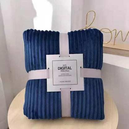 Soft Coral Fleece Blanket On The Sofa Thickened Winter Bed Blanket Warm Stitch Fluffy Bedspread Plaid Sofa, Excluding cardboard
