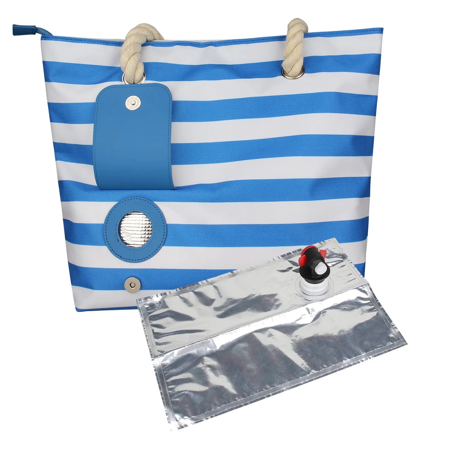 Portable Beach Wine Tote Bag with Hidden Dispenser Insulated Large Cooler Bag with Bladder