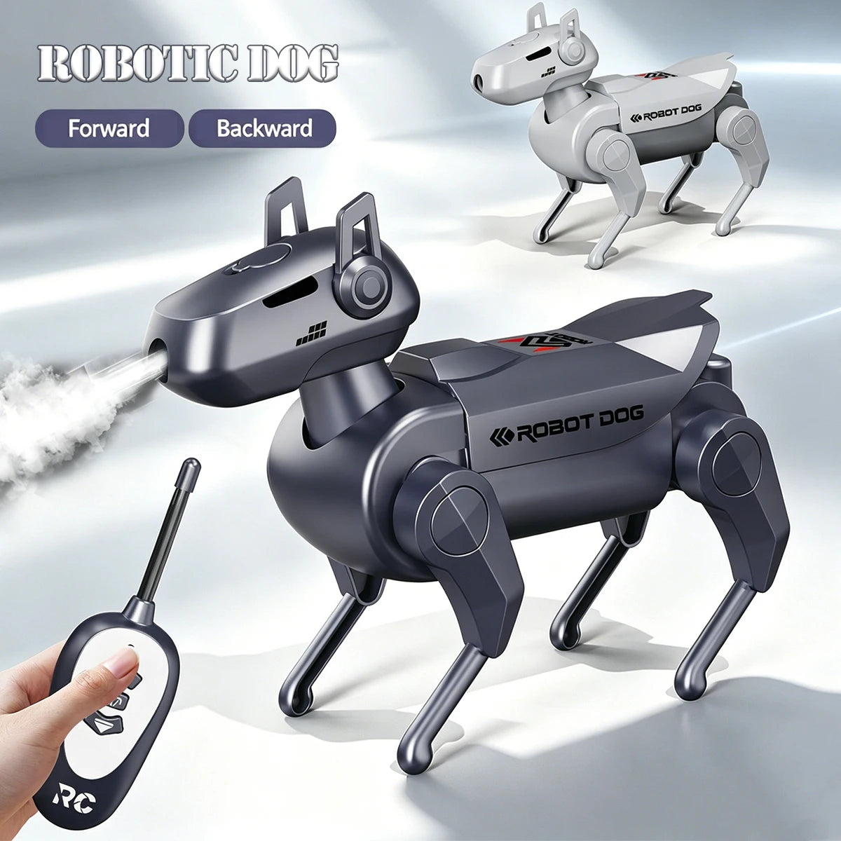 Remote Control Robot Toys,  Mechanical Spray Dog Model Move Forward Backward One-click Spray Mini Robotic Dog Gifts for Kids