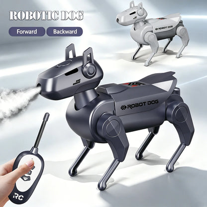 Remote Control Robot Toys,  Mechanical Spray Dog Model Move Forward Backward One-click Spray Mini Robotic Dog Gifts for Kids