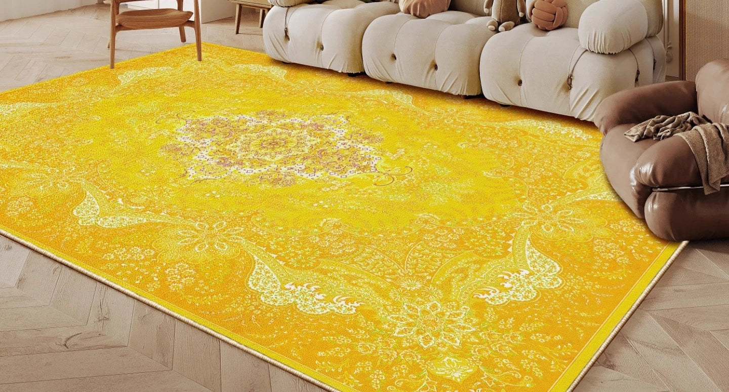 Ethnic Style Bedroom Decor Retro Carpet Light Luxury Carpets for Living Room Washable Lounge Soft Floor Mat Anti-slip Study Rug