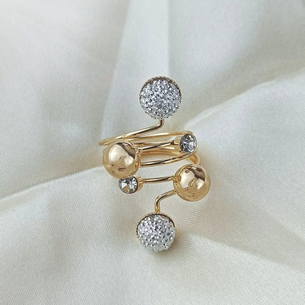 Exaggerated Luxury Vintage Geometric Rhinestone Opening Ring Knuckle Finger Antique Rings for Women Punk Statement Jewelry Gift