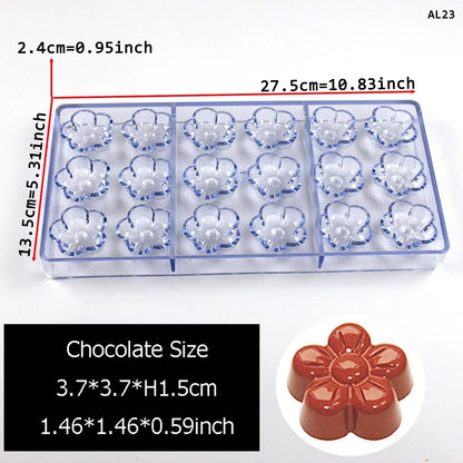 1Pcs Chocolate Molds Polycarbonate Candy Flowers Cube Oval Shape Confectionery Pans Trays Acrylic Baking Utensils Pastry Mould