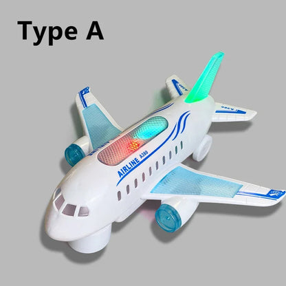 Children Electronic Aeroplane Toy with Music Autopilot Rotation Flash Sound Plane Educational Toy Christmas Gift for Kids