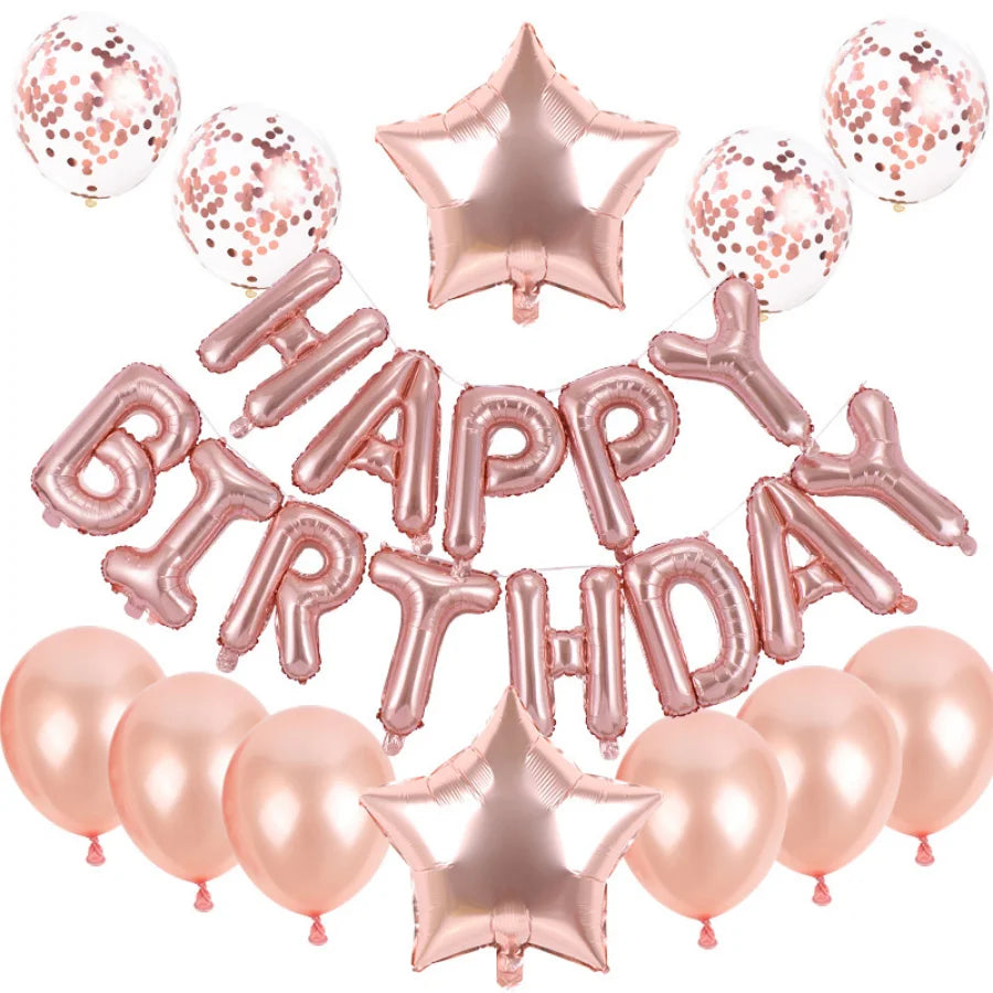 16inch Happy Birthday Decoration Balloons Pink Blue Letter Foil Ballons Set Birthday Party Decor Air Globos Balony Anniversaire
