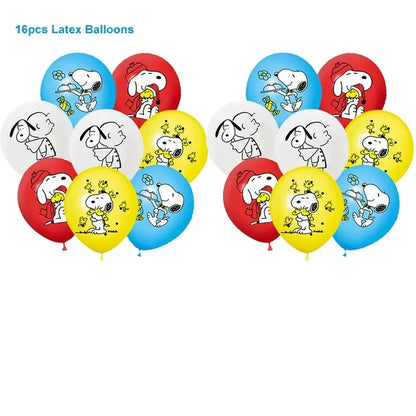 Happy Birthday Party Decorations Dog Banner Flag Foil Latex Balloons White Anime Supplies Baby Boy Girl Kids Cute Toy Gifts