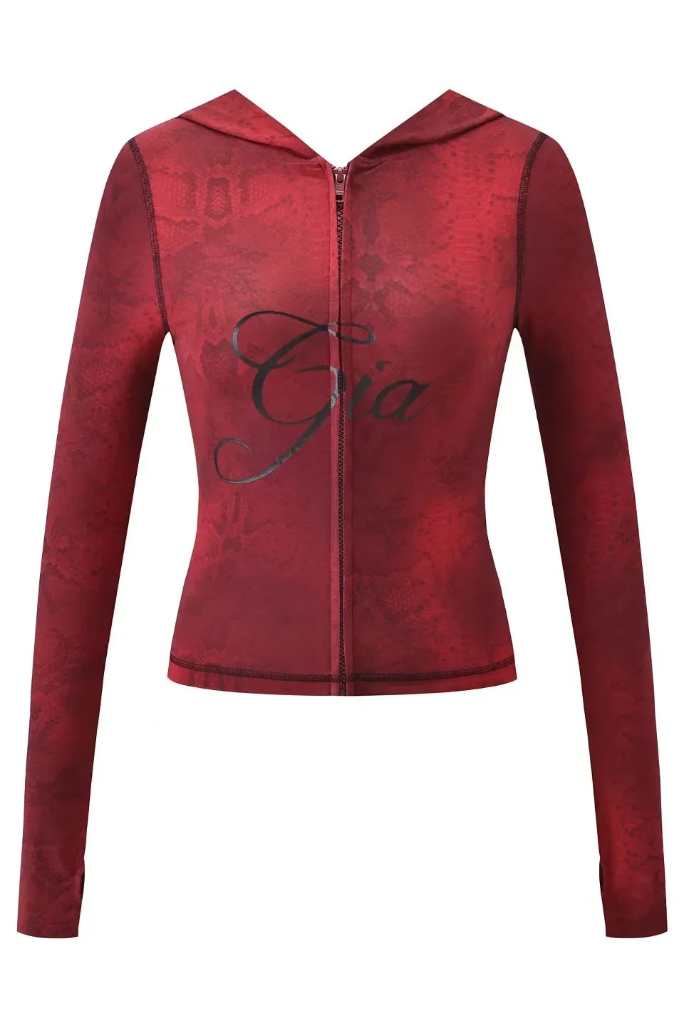 GIA Front Shoulder Slim Fit Jacket Pants Set with Letter Print Design Hooded Zipper Snake Pattern Short Fit Streetwear