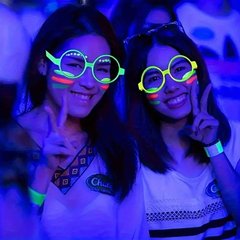 5/12pcs UV Glow in The Dark Glasses Fashion Colorful Birthday Light Up Fluorescent Glasses for Fun Neon Party