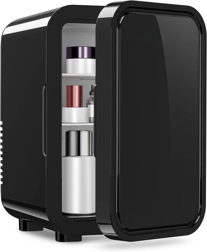 Mini Fridge, 6 Liter/8 Can 110V AC/DC Portable Thermoelectric Cooler Refrigerators for Bedroom