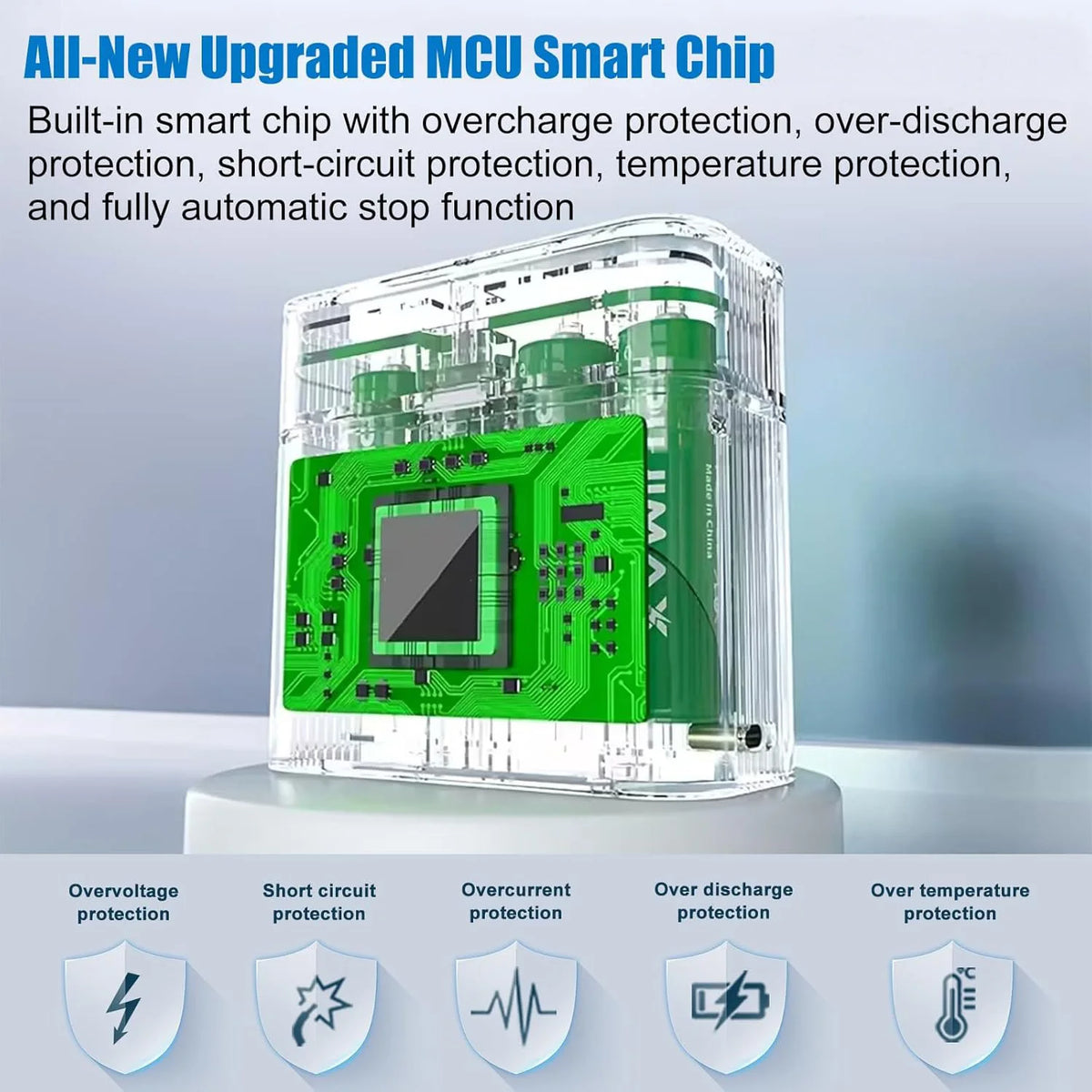 4-Slot Smart Battery Charger for AA 5.0V Rechargeable Li-on Batteries Portable Battery Charger Type-C Cable