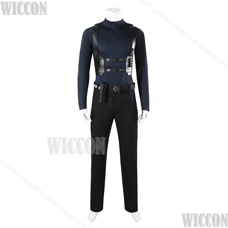 Residenttt Leon Full Set Suit Cosplay Dark Coat Slim-fit T-shirt Pant Belt Gloves Horro Game Man Halloween Comic Con Festival