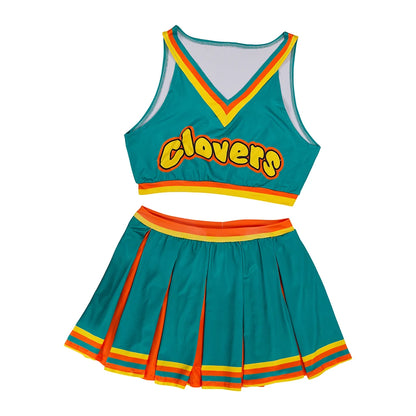 Women Adult Cheerleading Uniform Sexy School Girl Cheerleader Costume Dancing Outfit Sleeveless Crop Top with Mini Pleated Skirt
