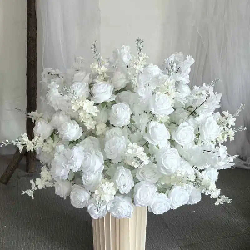 70/60/30cm White Rose Green Plants Leaf Artificial Flower Ball Wedding Table Centerpiece Decor Marriage Banquet Road Lead Floral