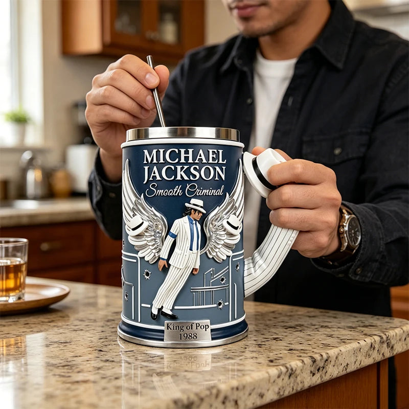 Unique Spark Plug Michael Jackson 3D Resin Mug Stainless Steel Inner Liner Creative Collectible Coffee Cup Home Drinkware Gift