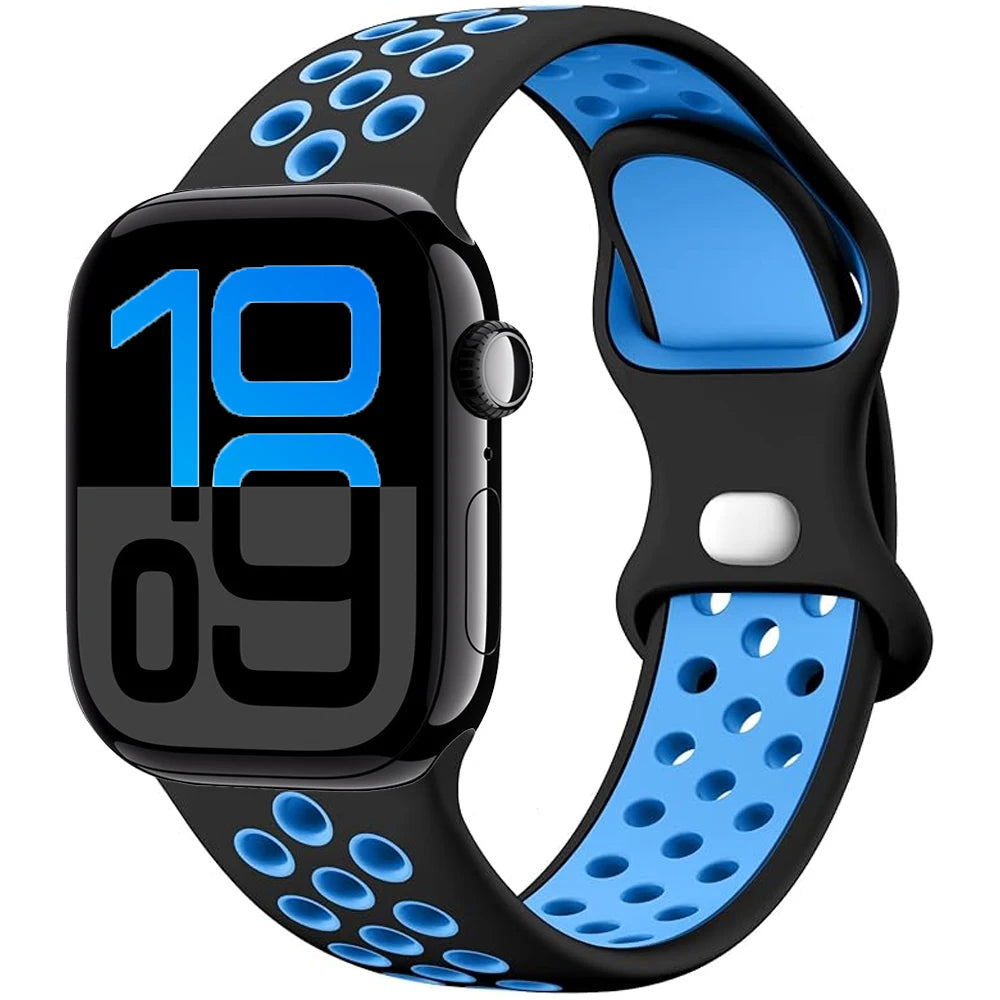 Silicone Strap For Apple Watch 11 10 9 8 7 46mm 45mm 42mm 41mm Ultra 3/2 49mm Breathable Bracelet Wristband iWatch 6 5 4 SE 44mm