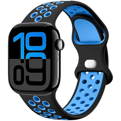 Silicone Strap For Apple Watch 11 10 9 8 7 46mm 45mm 42mm 41mm Ultra 3/2 49mm Breathable Bracelet Wristband iWatch 6 5 4 SE 44mm
