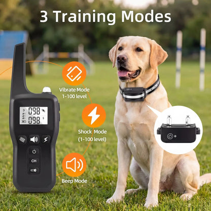 1000M Dog Training Collar IPX7 Waterproof Rechargeable Electric Shock Vibration Beep Remote Control Anti Bark for All Size Dogs