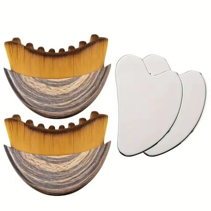 Lymphatic Contour Face Brush Chin&Jawline Dry Brushing Massager for Relieve Fatigue Chin Sculpture Ergonomically Designed