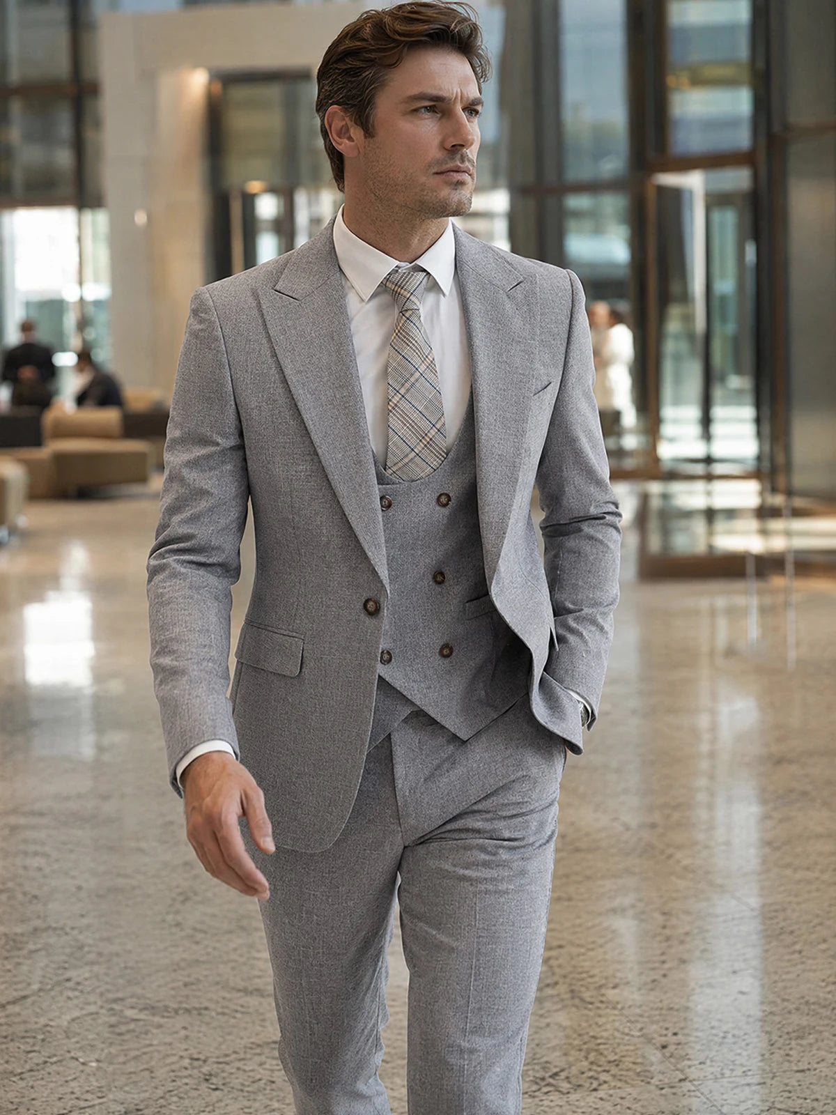 Turkish Style High Quality Men Suits 3 Piece Set Elegant Slim Fit Formal Office and Leisure Banquet Groomsman Set Groom's Suit