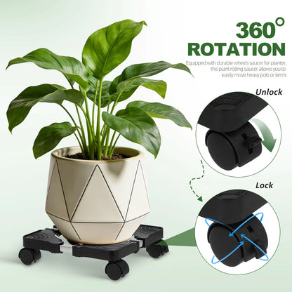 Planter Mover Rollers Caster Flower Pots Plant Saucer With Wheels Plant Support Roller Bracket Flower Pot Base For Potted Plants