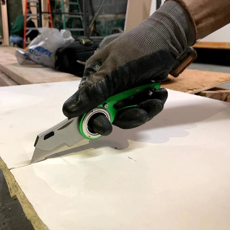 Folding Utility Knife – Heavy-Duty Box Cutter with Aluminum Body, Quick-Change Blades Anti-Slip Finger Loop Grip