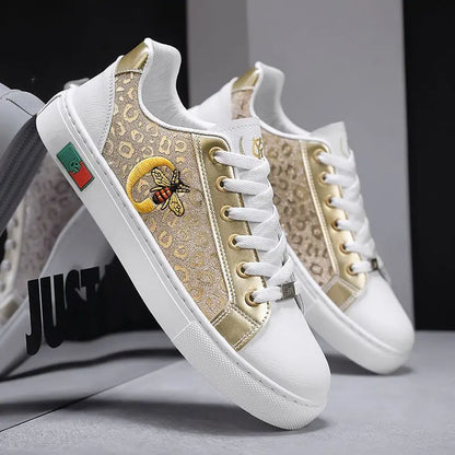 Golden silver Coiffeur man casual shoes flats embroidery on running shoes mens designer shoes sneakers luxury walking tennis