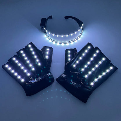 1set Luminous Glowing Glasses and Gloves Remote Control LED Glasses&Gloves Carnival Party Performance Props Festival Supplies