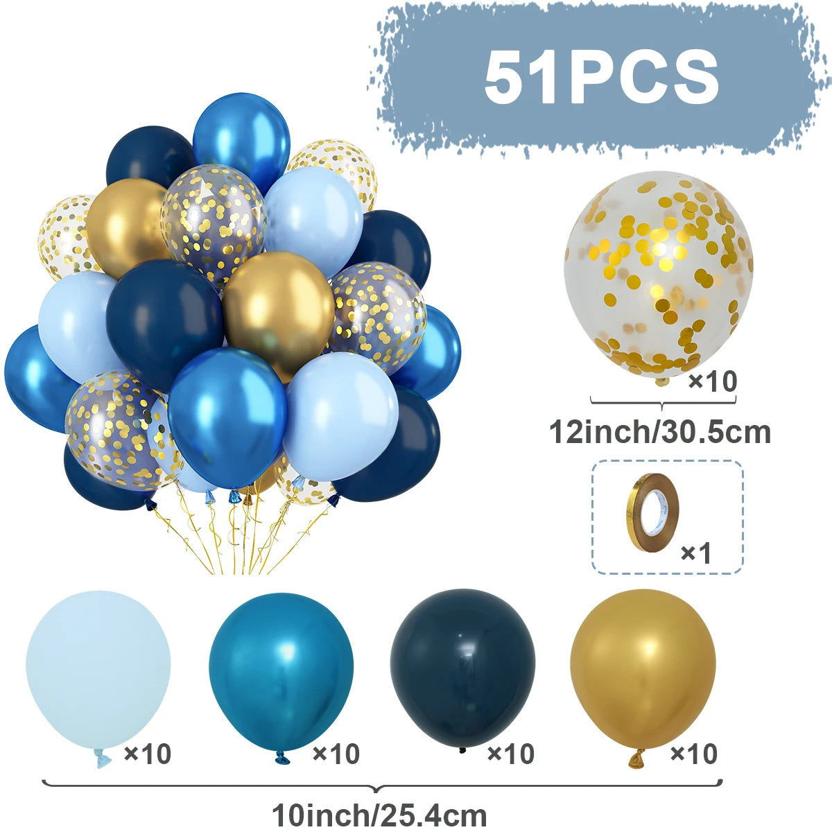 31/36/37/51/101Pcs Metallic Balloons Pearl Latex Balloon Gold Confetti Balloons for Birthday Weddings Baby Shower Party Decor