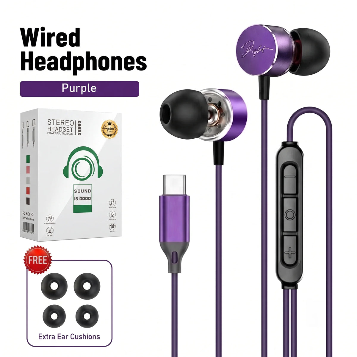 Wired Earphones 9D Surround Sound Type C Headphones Volume Control Headset With HD Mic Earbuds For iPhone 17 Pro Samsung Galaxy