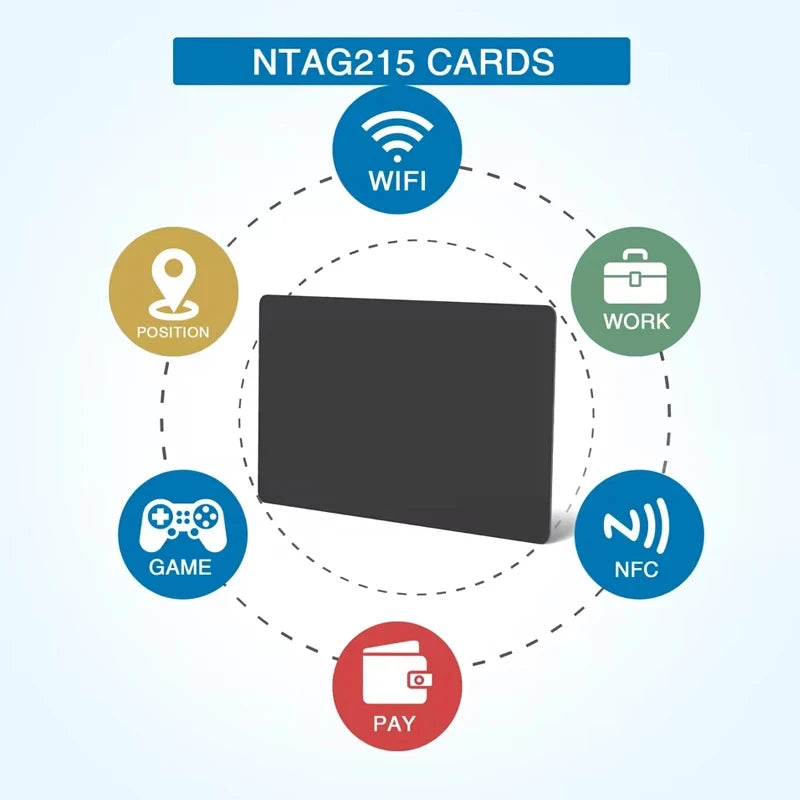 Hilo 5-10PCS NTAG215 Blank NFC Cards PVC Tags NFC215 Black Card 13.56Mhz TagMo Waterproof RFID NFC Phone 504 bytes