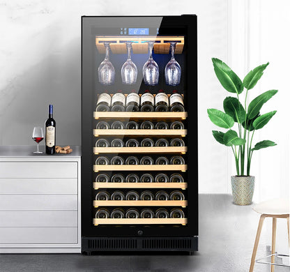 80 Bottle Wine Furniture Quiet Constant Temperature Energy Efficient Fridge with Wine Cooler for Home Office Living Room